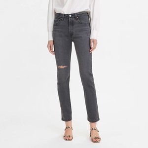 LEVI'S Premium 501 Size 25 x 28 Women Skinny High Rise Jeans Distressed Gray NWT